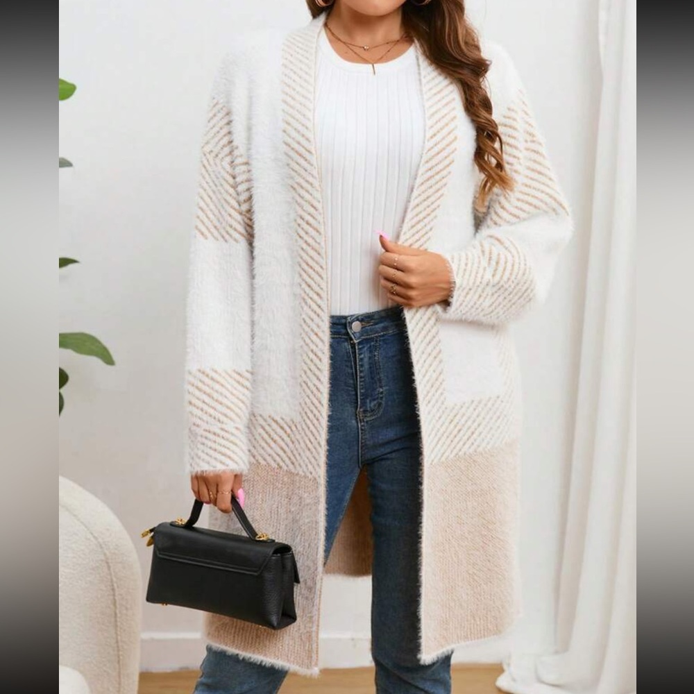 Cozy Fuzzy Open Front Duster  Cardigan - Picture 2 of 6